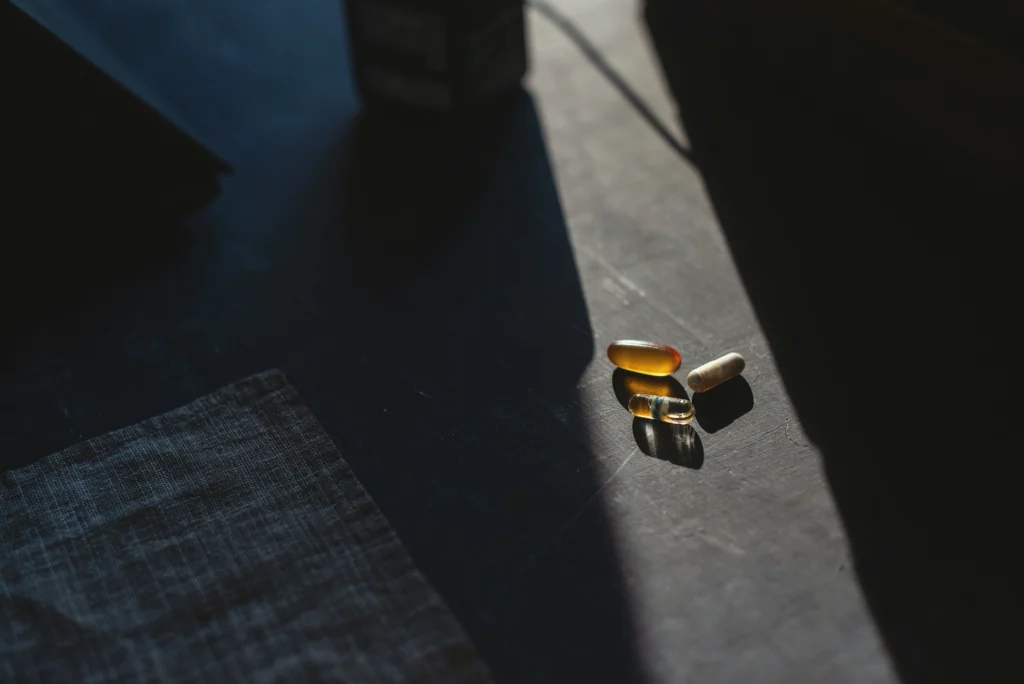 a group of pills on a table
